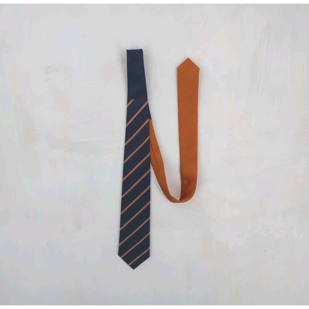 Ermenegildo Zegna Navy Orange Blue Tie 100% Silk Italy 59"L x 4"W Designer